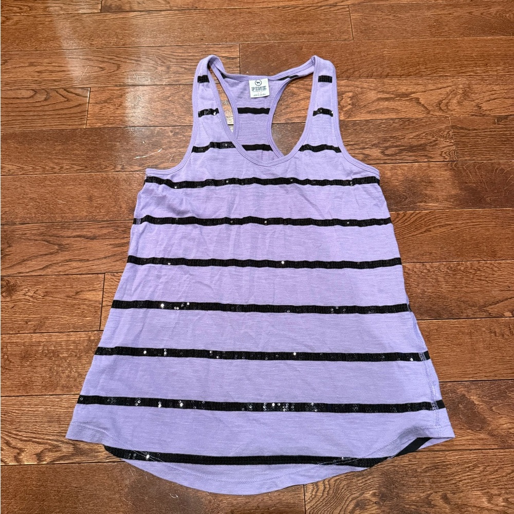 PINK Victoria's Secret Purple and Black Striped Tank Top
